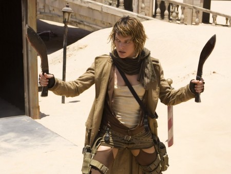Milla Jovovich with Weapon