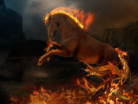 Horse in Flames