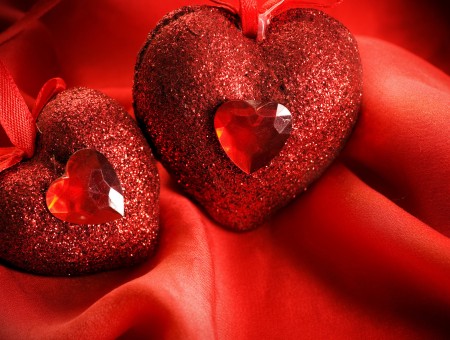 Red Hearts with Crystals