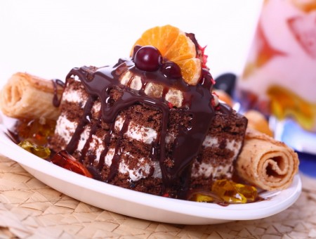 Cake with Chocolate Topping