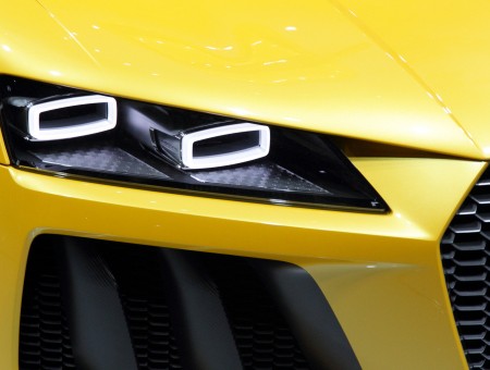 Front Lights On Yellow Car