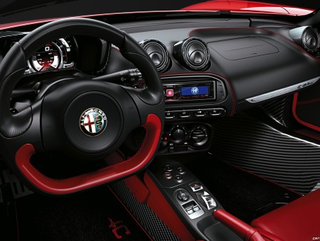 Black And Red Alfa Romeo Steering Wheel