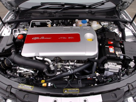 Grey And Red Alfa Romeo Car Engine