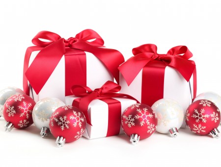 White And Red Ribbon Gift