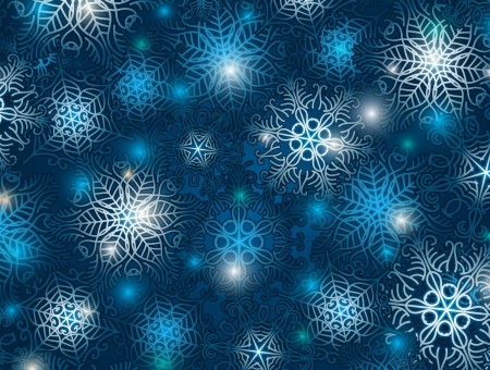 Blue White And Teal Snowflakes Illustration