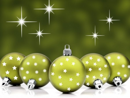 Green And White Star Baubles