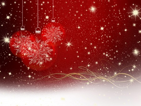Red And White Snowflake Emboss Christmas Balls