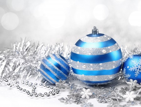 Blue And Silver Glitter Christmas Ball