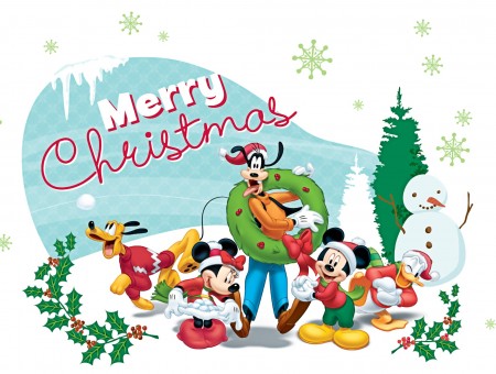 Merry Christmas Mickey Mouse And Friends Illustration