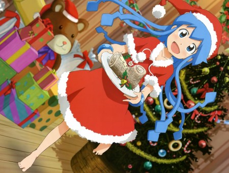 Female Anime Character In Santa Claus Costume