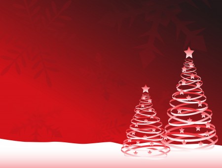 Red And White Christmas Trees Illustration