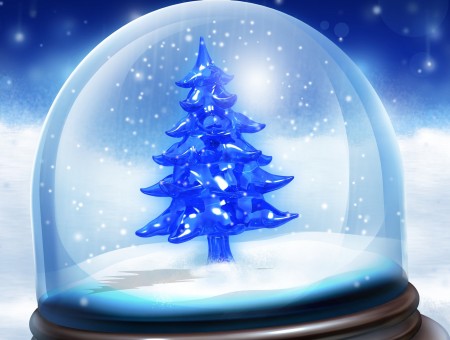 Blue Christmas Tree Snow Globe