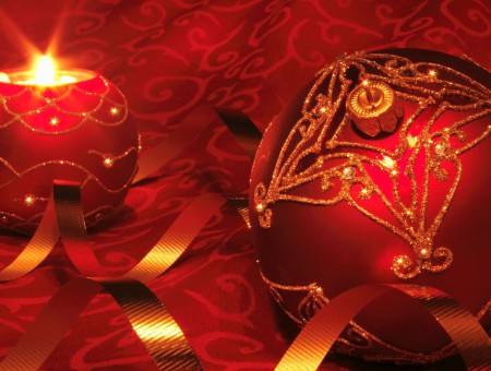 Red And Gold Decorative Ornaments