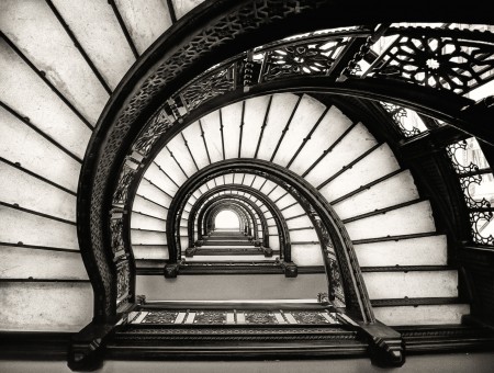 White And Black Ornate Stairs