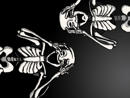 Sketch Of Two White Skeletons