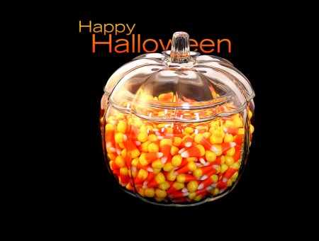 Happy Halloween With Clear Glass Jar Photo