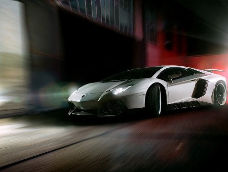 White Lamborghini Aventador