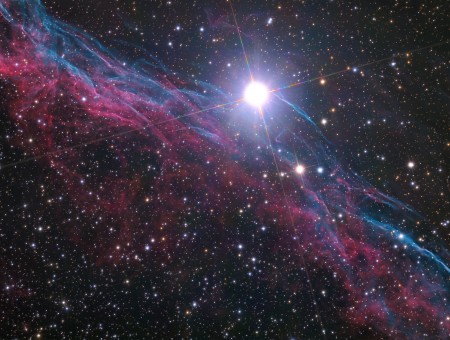 Blue Pink Celestial Image Round Light Stars