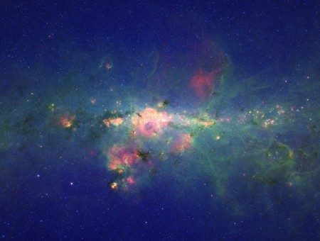 Blue Green Pink And White Galaxy