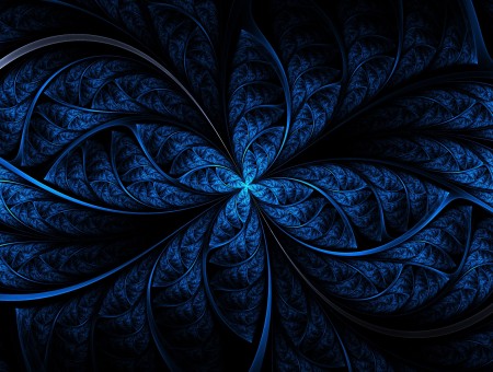 Blue And Black Floral Wallpaper