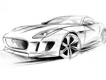 Black And White Car Sketch