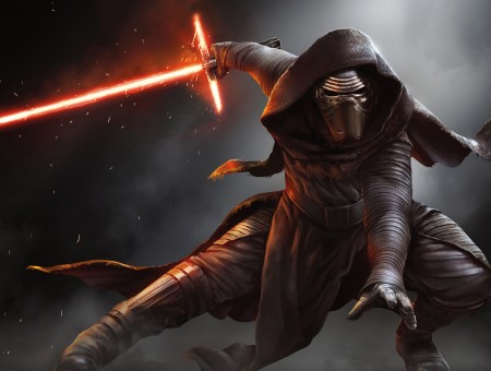 Animated Character Wearing Black Hood Holding Red Laser Sword