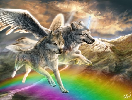 Grey Wolves With Wings