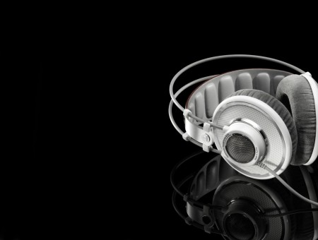 White And Grey Corded Headphones