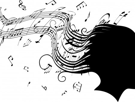 Human Head With Music Note Hair Illustration