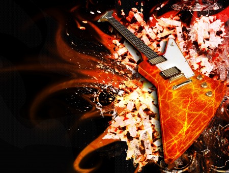 Orange And White Electric Guitar