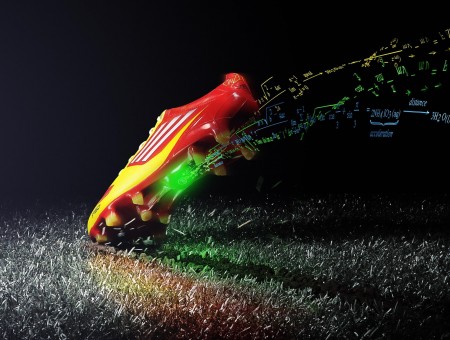 Red White And Yellow Soccer Cleat