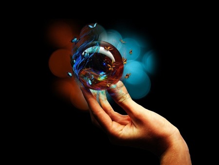 Hand Holding A Glass Ball Art