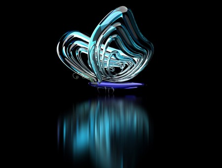 Blue Transparent Glass Butterfly Graphic Art