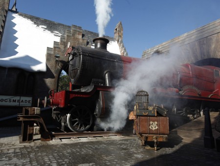 Red And Black Steam Train Locomotive