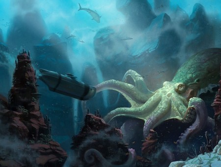 Green Octopus Illustration