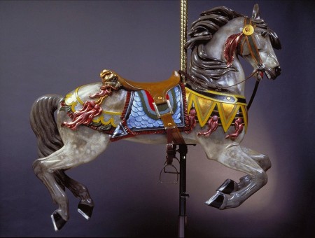 Gray Yellow And Blue Carousel Horse