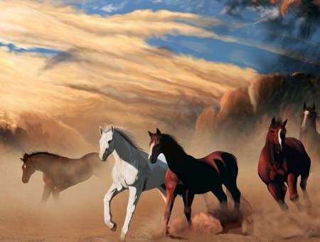 Painting Of Horses Runnig