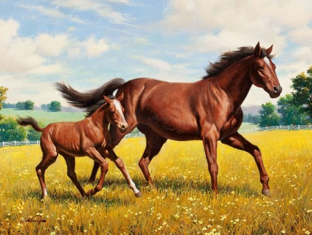 Brown Horses Painting