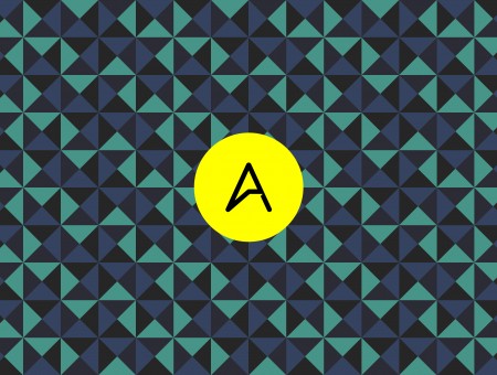 Black A In A Yellow Circle On Blue And Green Black Tiled Graphic