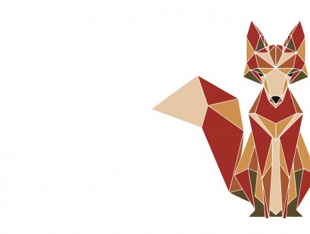 Beige Red And Brown Fox Art Work