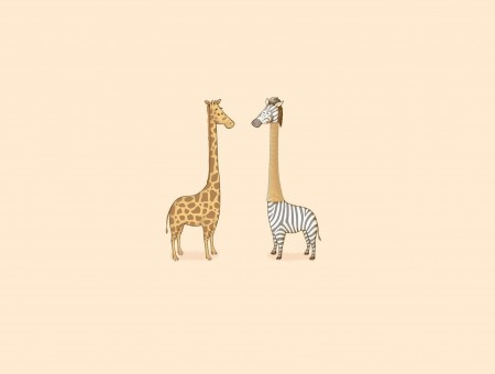 Brown Giraffe And Zebra Illustration