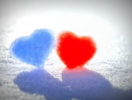 Red And Blue Snow Heart