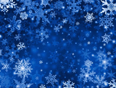 White And Blue Snowflakes Falling Graphic