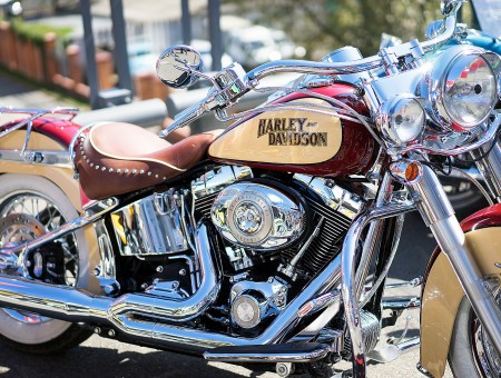 Brown And Red Harley Davidson Motorcycle