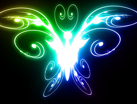 Green White Blue And Teal Neon Butterfly Lights