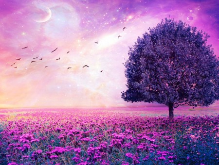 Pink And Purple Tree Illustration