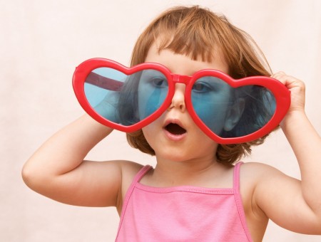 Girl's Red Heart Framed Sunglasses