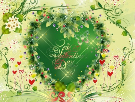 Green Heart Valentines Day Design
