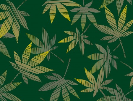 Green And White Cannabis Printed Textile
