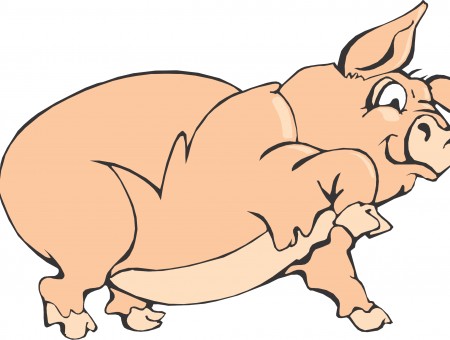 Brown Pig Animated Illustration